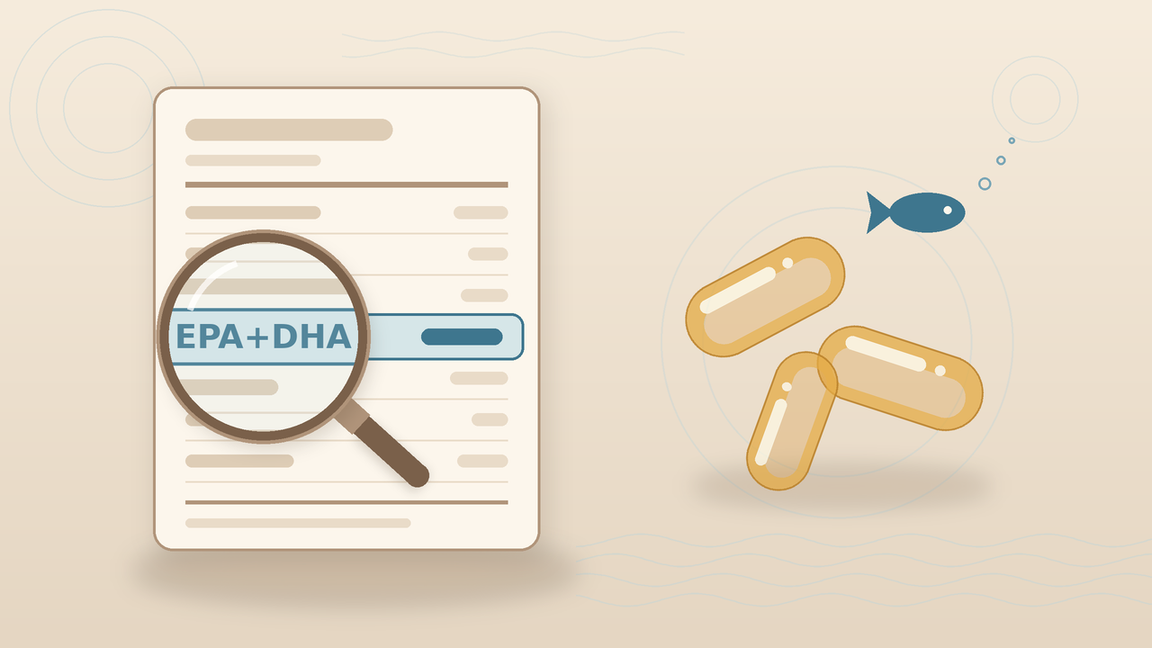 Ilustrasi cara membaca label suplemen minyak ikan omega-3: fokus pada EPA+DHA. Tim Dinasti